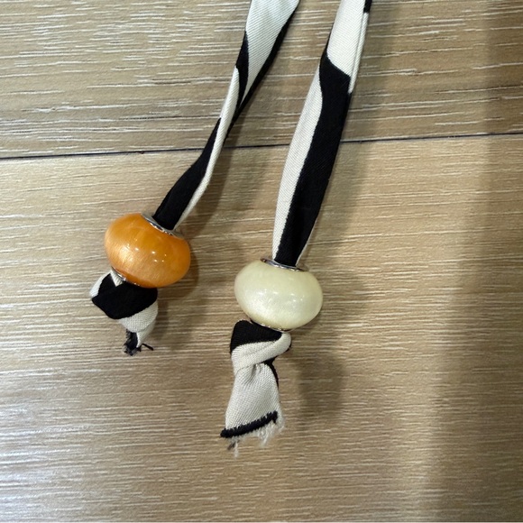 Zara Black Orange & Cream Patterned High Waist Drawstring Shorts | Size Small - Picture 5 of 5